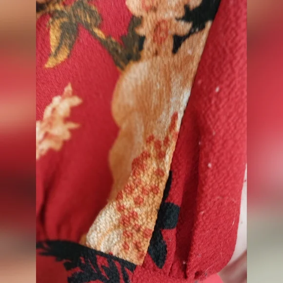 Umgee - Deep Red Front-tie Blouse - Picture 5 of 6